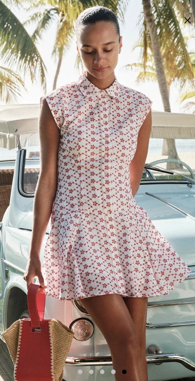 NWT J. Crew Mini Eyelet Shirt-Dress Crimson On White Eyelet Preppy Classic 12